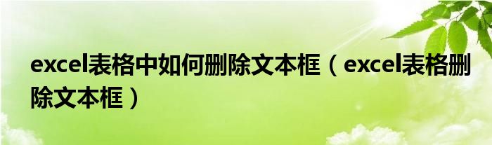 excel表格中如何删除文本框（excel表格删除文本框）