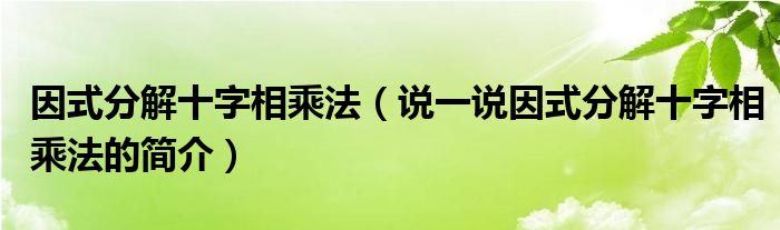 因式分解十字相乘法（说一说因式分解十字相乘法的简介）