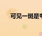 可见一斑是夸人还是骂人（可见一斑）