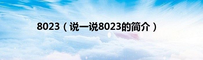 8023（说一说8023的简介）