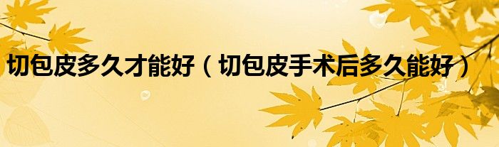 切包皮多久才能好（切包皮手术后多久能好）