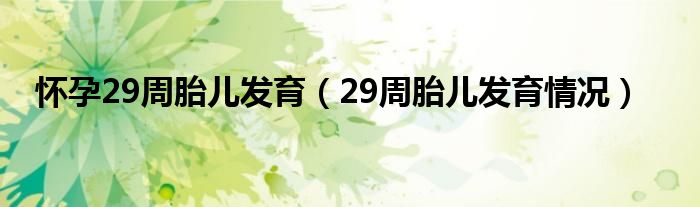 怀孕29周胎儿发育（29周胎儿发育情况）