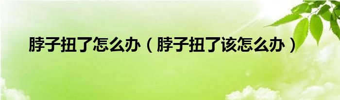 脖子扭了怎么办（脖子扭了该怎么办）