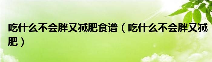吃什么不会胖又减肥食谱（吃什么不会胖又减肥）