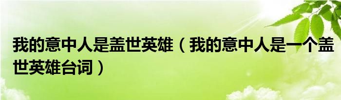 我的意中人是盖世英雄（我的意中人是一个盖世英雄台词）