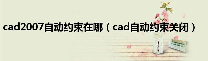 cad2007自动约束在哪（cad自动约束关闭）