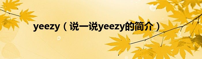 yeezy（说一说yeezy的简介）