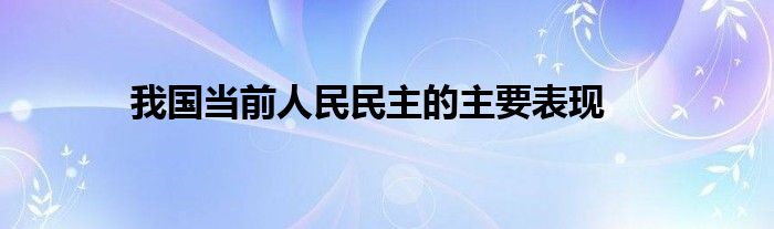 我国当前人民民主的主要表现