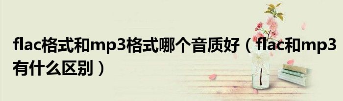 flac格式和mp3格式哪个音质好（flac和mp3有什么区别）