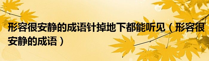 形容很安静的成语针掉地下都能听见（形容很安静的成语）