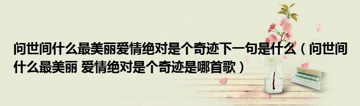 问世间什么最美丽爱情绝对是个奇迹下一句是什么（问世间什么最美丽 爱情绝对是个奇迹是哪首歌）