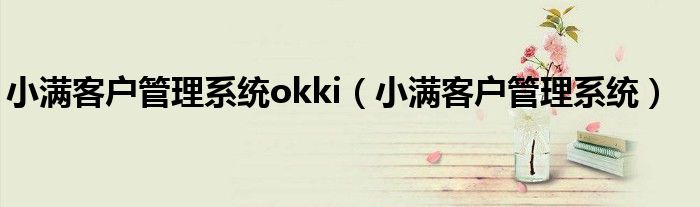 小满客户管理系统okki（小满客户管理系统）