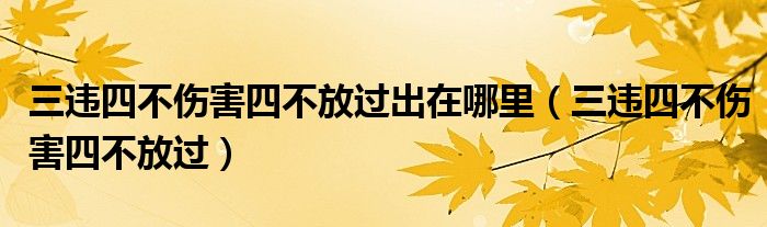 三违四不伤害四不放过出在哪里（三违四不伤害四不放过）