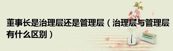 董事长是治理层还是管理层（治理层与管理层有什么区别）