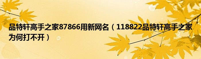 品特轩高手之家87866用新网名（118822品特轩高手之家为何打不开）