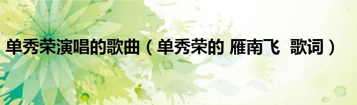 单秀荣演唱的歌曲（单秀荣的 雁南飞  歌词）