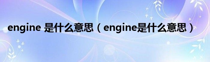 engine 是什么意思（engine是什么意思）