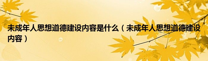 未成年人思想道德建设内容是什么（未成年人思想道德建设内容）