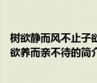树欲静而风不止子欲养而亲不待（说一说树欲静而风不止子欲养而亲不待的简介）