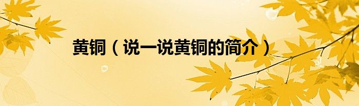 黄铜（说一说黄铜的简介）