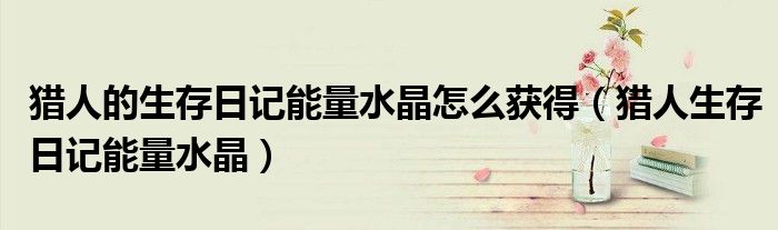 猎人的生存日记能量水晶怎么获得（猎人生存日记能量水晶）