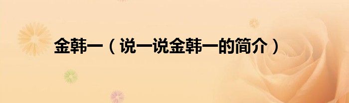 金韩一（说一说金韩一的简介）