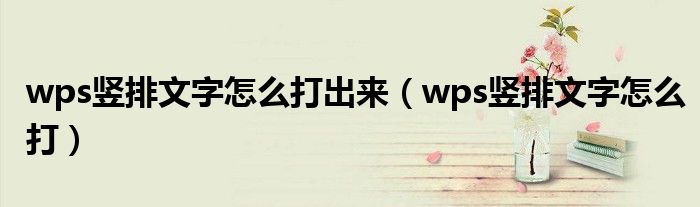 wps竖排文字怎么打出来（wps竖排文字怎么打）