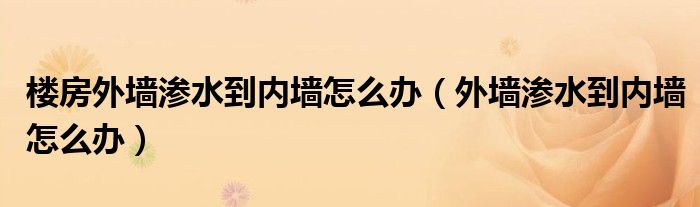 楼房外墙渗水到内墙怎么办（外墙渗水到内墙怎么办）