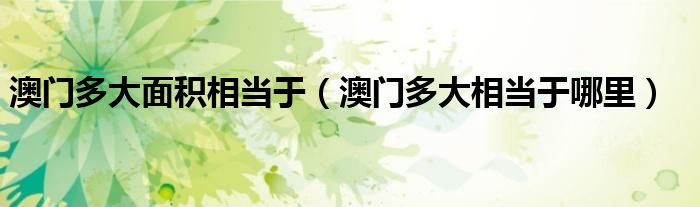 澳门多大面积相当于（澳门多大相当于哪里）
