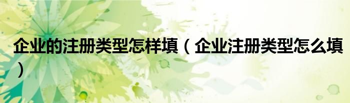 企业的注册类型怎样填（企业注册类型怎么填）