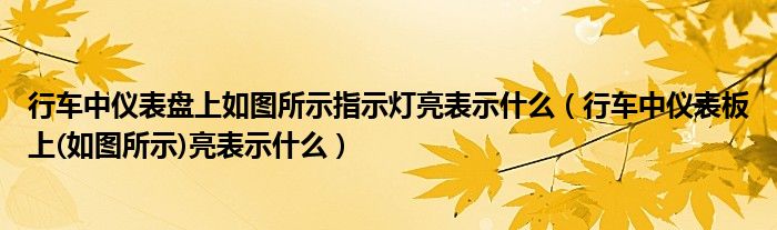 行车中仪表盘上如图所示指示灯亮表示什么（行车中仪表板上(如图所示)亮表示什么）