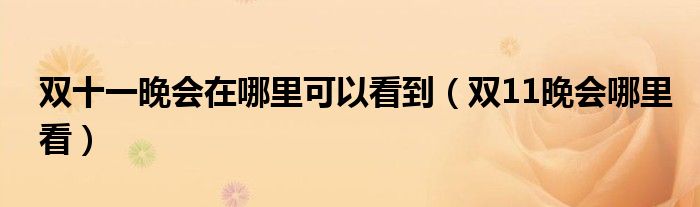 双十一晚会在哪里可以看到（双11晚会哪里看）