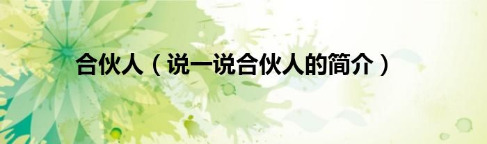 合伙人（说一说合伙人的简介）