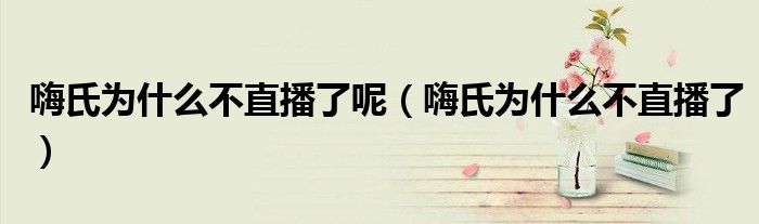 嗨氏为什么不直播了呢（嗨氏为什么不直播了）