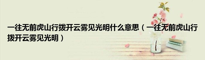 一往无前虎山行拨开云雾见光明什么意思（一往无前虎山行拨开云雾见光明）