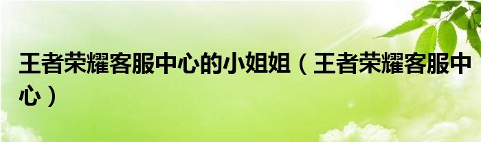 王者荣耀客服中心的小姐姐（王者荣耀客服中心）