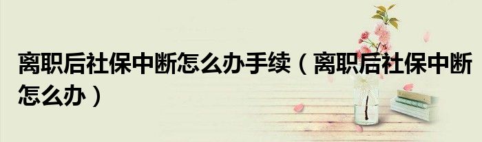 离职后社保中断怎么办手续（离职后社保中断怎么办）