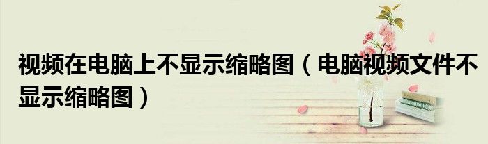 视频在电脑上不显示缩略图（电脑视频文件不显示缩略图）