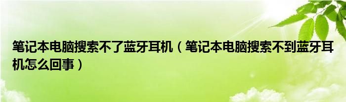 笔记本电脑搜索不了蓝牙耳机（笔记本电脑搜索不到蓝牙耳机怎么回事）