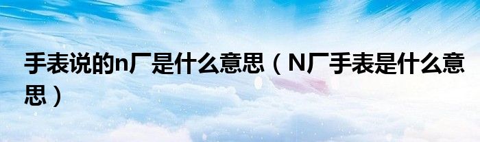 手表说的n厂是什么意思（N厂手表是什么意思）