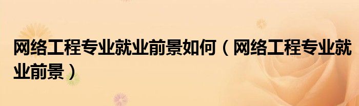网络工程专业就业前景如何（网络工程专业就业前景）