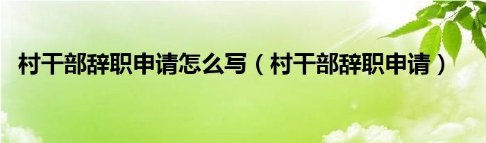 村干部辞职申请怎么写（村干部辞职申请）