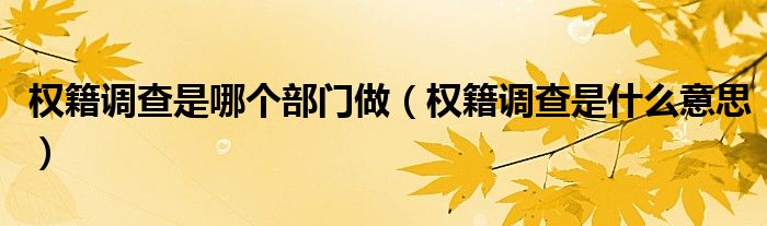 权籍调查是哪个部门做（权籍调查是什么意思）