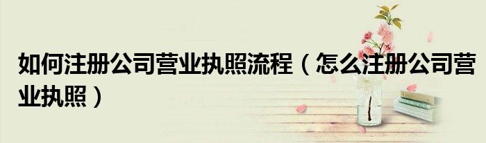 如何注册公司营业执照流程（怎么注册公司营业执照）