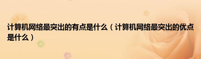 计算机网络最突出的有点是什么（计算机网络最突出的优点是什么）