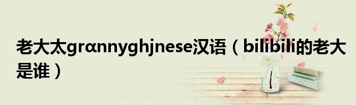 老大太grαnnyghjnese汉语（bilibili的老大是谁）
