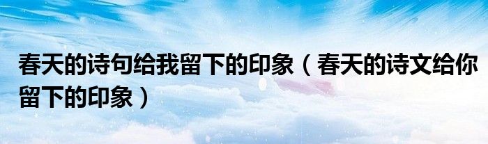 春天的诗句给我留下的印象（春天的诗文给你留下的印象）