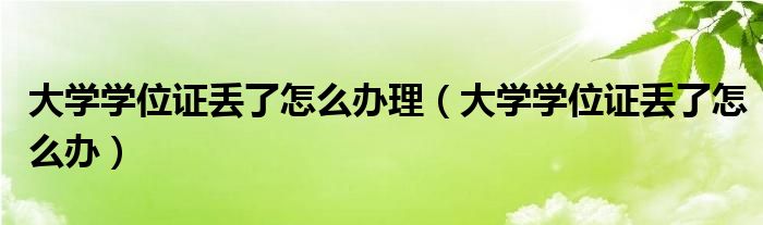 大学学位证丢了怎么办理（大学学位证丢了怎么办）