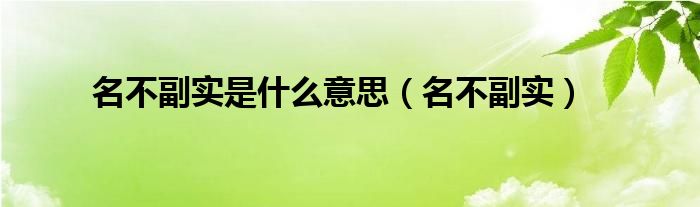 名不副实是什么意思（名不副实）