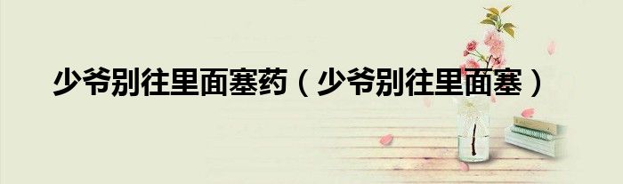 少爷别往里面塞药（少爷别往里面塞）